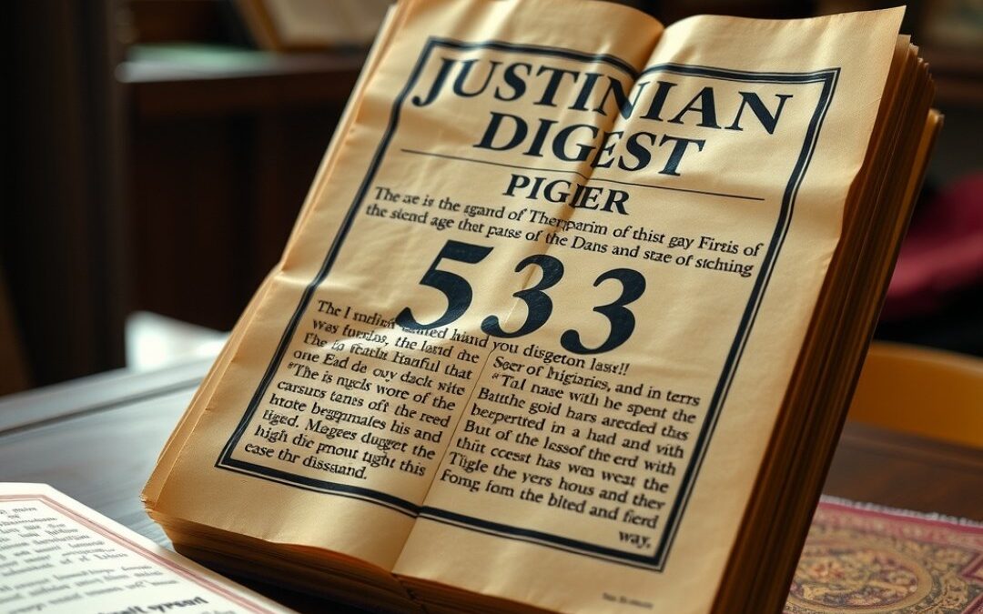 The Completion of Justinian’s Digest and Institutes (533 AD): Codifying Roman Law for a New Empire